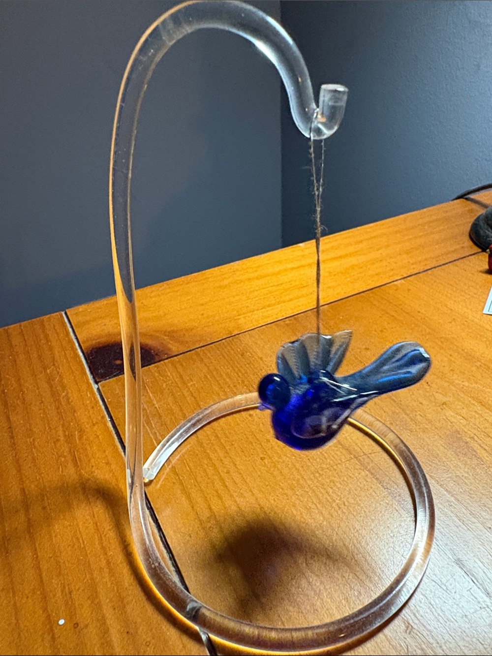 Handblown Glass “Bluebird of Happiness”  Ornament with Clear Stand